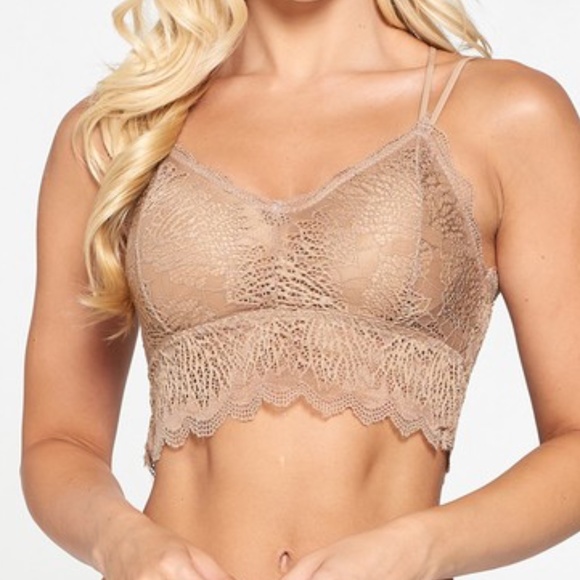 Other - CLEARANCE Mocha Double Strap Padded Lace Bralette One Size